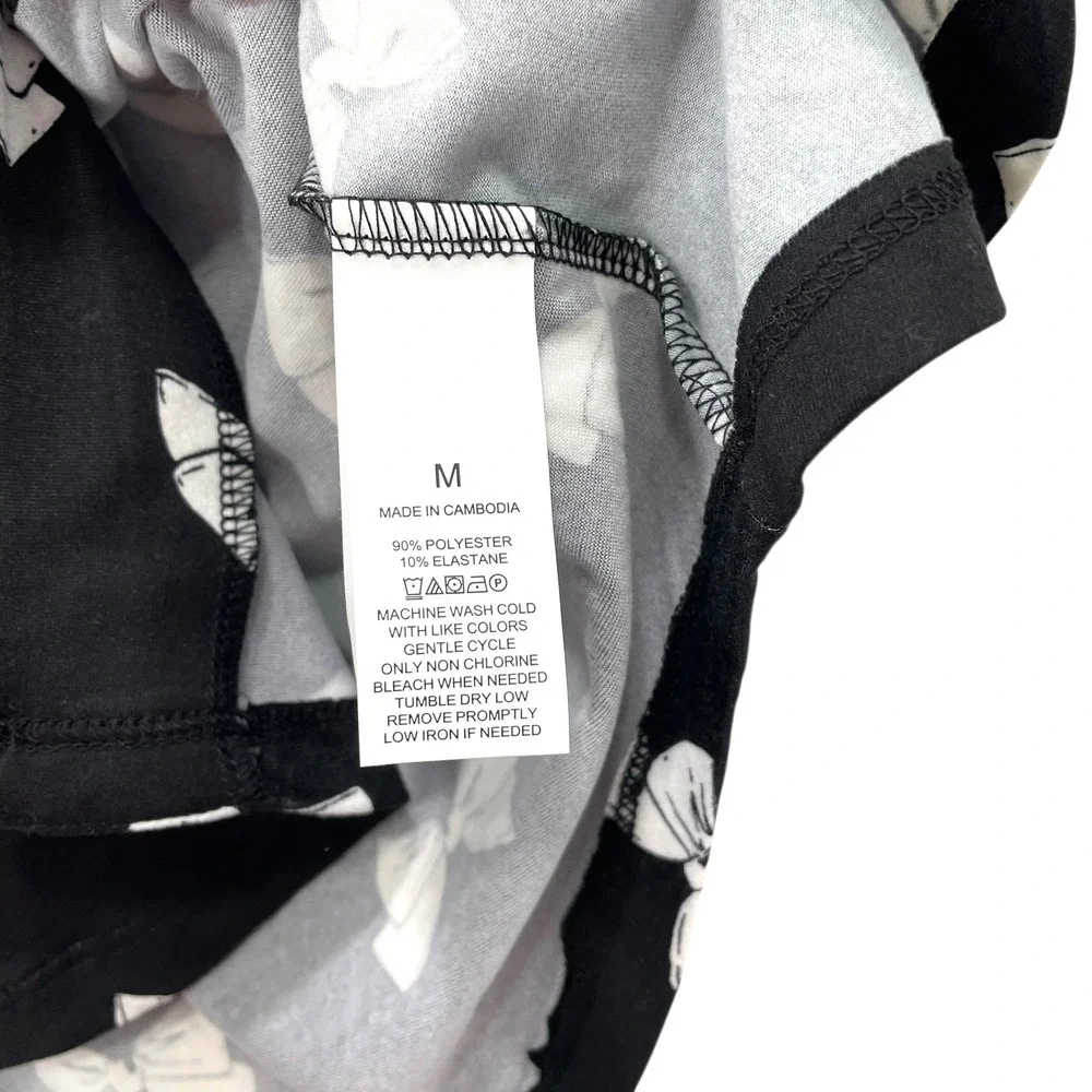 Kate Spade New York bow tie short‎ sleeve pajama top Size M black white cute